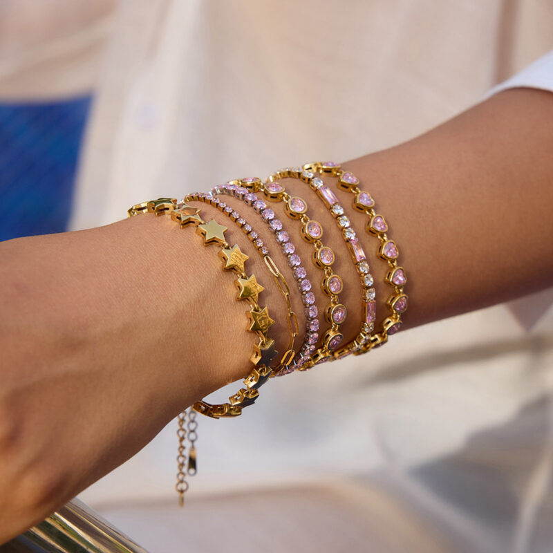 Stainless Steel and Zircon Bracelet for Women